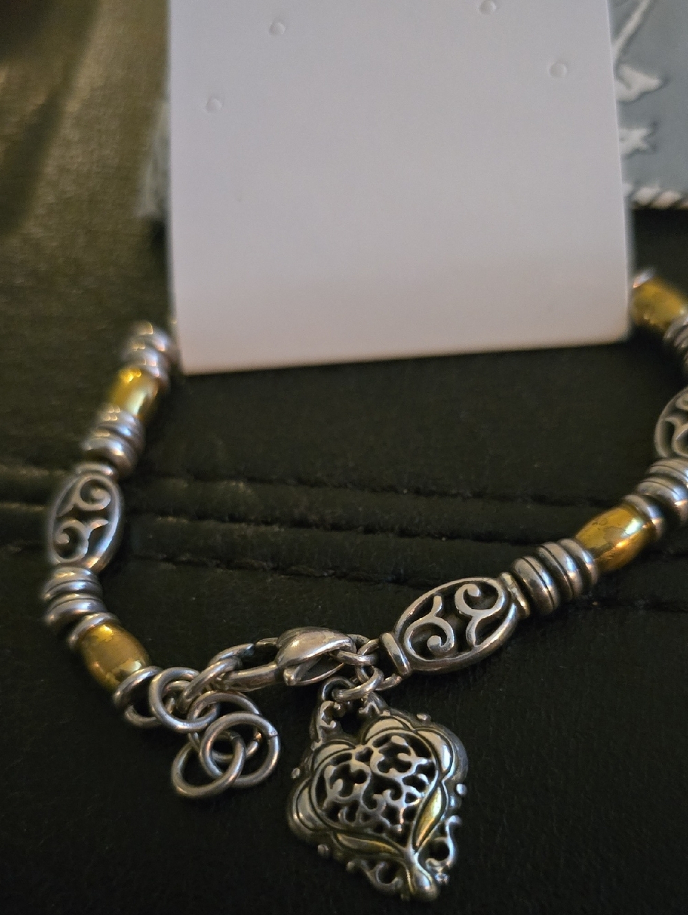 BRIGHTON Filigree Heart Charm Bracelet - Silver & Gold Tone